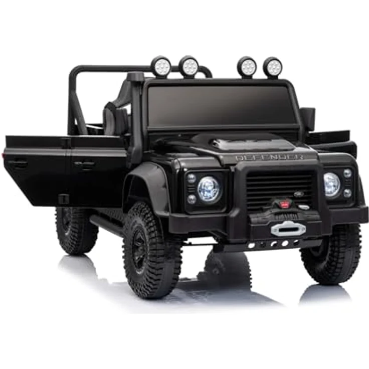 Beneo Elektrisches Kinderfahrzeug Land Rover Defender 110 SVX 12V, schwarz, 4X4-Antrieb, LED-Lichter, Bluetooth, USB/AUX, 2,4-GHz-Fernbedienung, Lithium-Akku – Bild 1