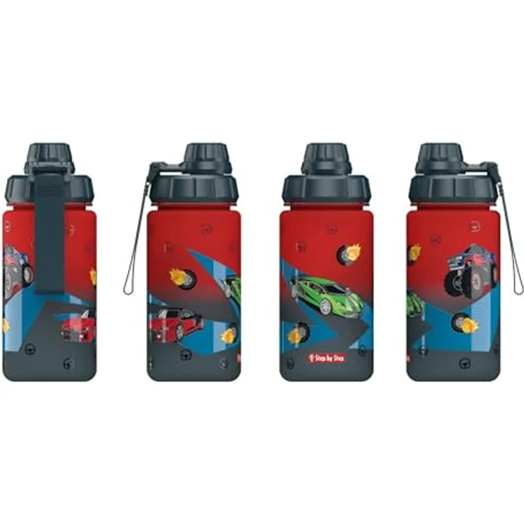 Step by Step Trinkflasche „Car“, rot, 0,55 Liter, BPA-frei, für Schule und Kindergarten, geeignet für heiße und kohlensäurehaltige Getränke – Bild 3