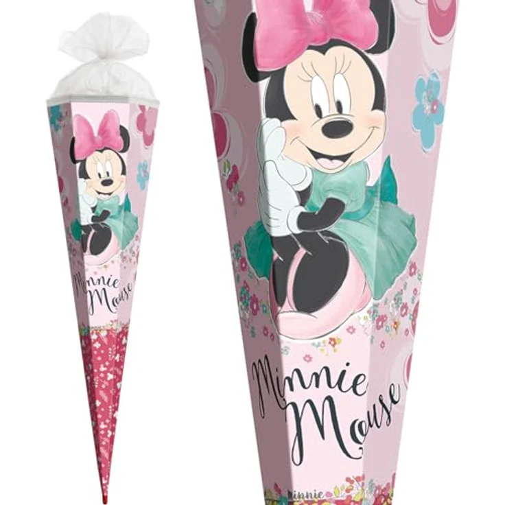 ROTH Schultüte groß Disney Minnie Mouse 85 cm, 6-eckig mit Tüllverschluss, ROT(H)-Spitze - Zuckertüte für den Schulanfang – Bild 3