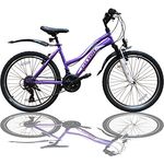 Talson 24 Zoll Mädchen Fahrrad Mtb Mit Beleuchtung Und Shimano 21-Gang Kinderfahrrad Lila