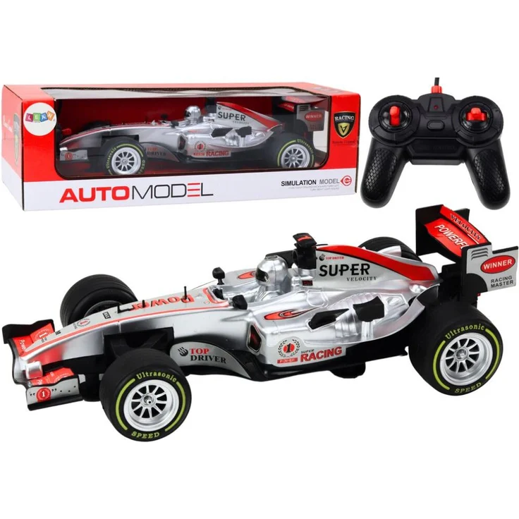 Lean Toys Wycigówka Zdalnie Sterowana RC 1:12, Silber, ferngesteuertes Auto mit 500 mAh Akku für Kinder ab 3 Jahren