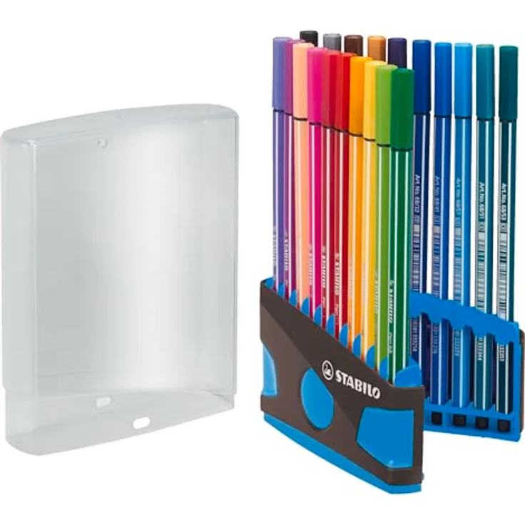 STABILO Filzstift STABILO Pen 68 Filzstift - 1 mm - 20er ColorParade - anthrazit + hellblau – Bild 3