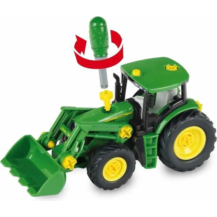 Theo Klein John Deere Traktor 6215 R, Spielzeugauto mit Frontlader und Gewicht, Maßstab 1:24