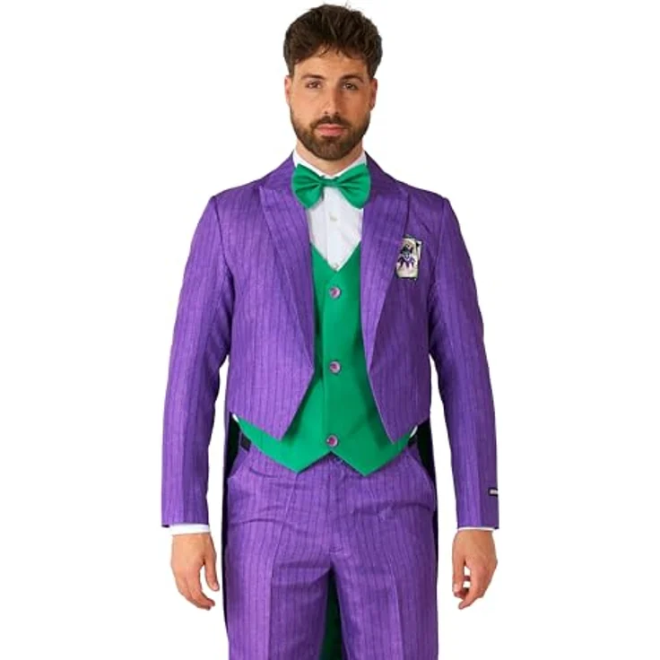 OppoSuits SuitMeister The Joker Anzug, Frack mit grüner Weste und Fliege, Größe S – Bild 2