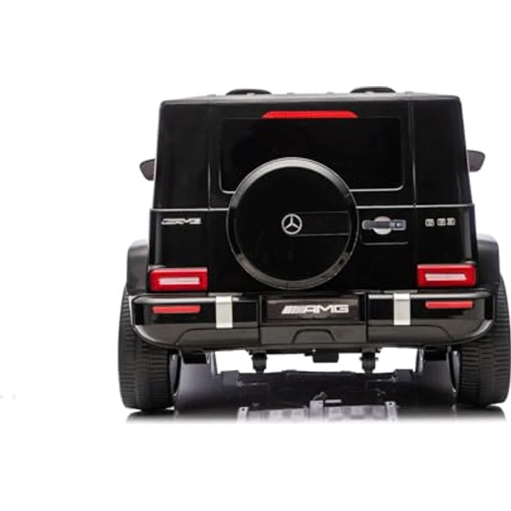 Beneo Elektrisches Kinderauto Mercedes-Benz G63 AMG 4x4, Zweisitzer, schwarz, MP3-Player mit USB/AUX und Bluetooth, Allradantrieb, Lithium-Batterie, EVA-Räder, Kunstledersitze, Fernbedienung, lizenziert – Bild 3