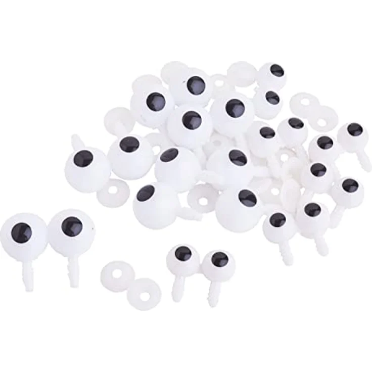 VBS Set Große Augen, 12 Stück Kuscheltiere mit Glitzeraugen in 3,3 cm und 4,5 cm
