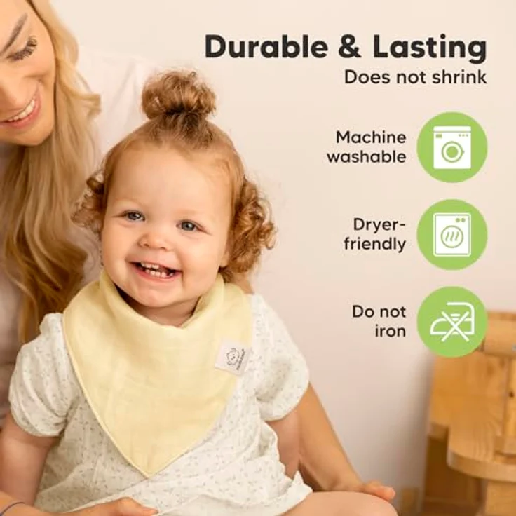 KeaBabies Lumi Muslin 8-Pack Baby Lätzchen, Unisex Bandana Dreieckslätzchen aus 100% Baumwolle, saugfähig & weich, für Neugeborene bis 36 Monate (Mirage) – Bild 5