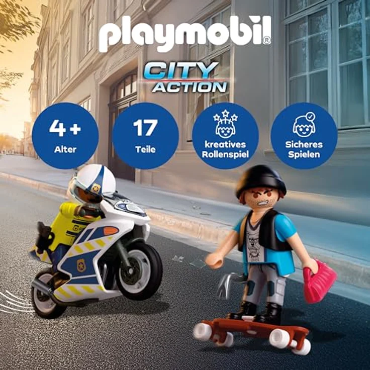 Playmobil® 72079 Verfolgungsjagd mit Motorrad, Spielset mit Dieb und Brecheisen, geeignet für Kinder ab 3 Jahren – Bild 2