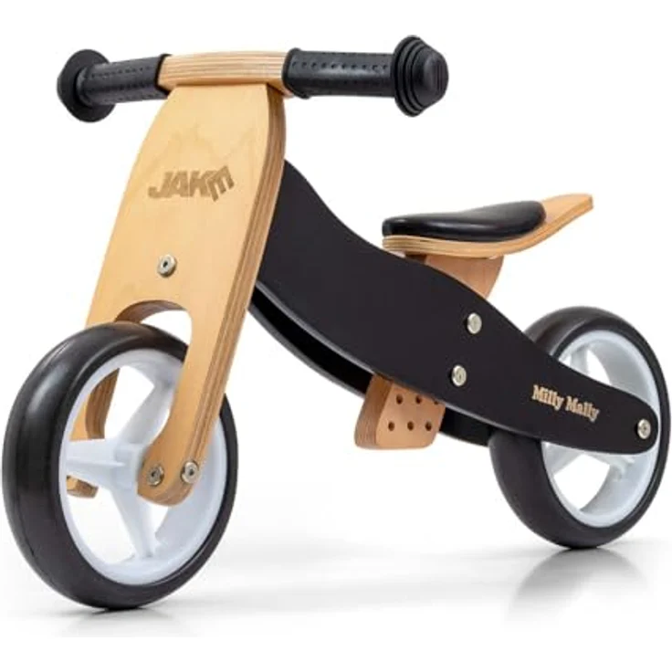 Milly Mally Holzdreirad 2in1 Jake Black, Kinderfahrzeug mit verstellbarem Sattel, Lenkraddrehbegrenzer und rutschfesten Griffen – Bild 5