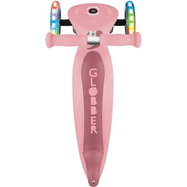 GLOBBER JUNIOR FOLDABLE LIGHTS Tretroller, 3-rädrig mit LED-Leuchtrollen, 120/80 mm, ABEC 9, pastellrosa – Bild 4