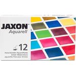 Honsell Jaxon Aquarell Set, 12 halbe Näpfchen mit leuchtenden Farben und hochwertigen Künstlerpigmenten, inkl. Metallkasten mit Mischpalette