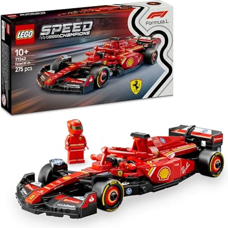 LEGO Speed Champions Ferrari SF-24 F1 Rennauto, rotes Modellauto mit Fahrer Minifigur, Spielzeug für Jungen und Mädchen ab 10 Jahren, ideal als Vatertagsgeschenk 77242 – Bild 1