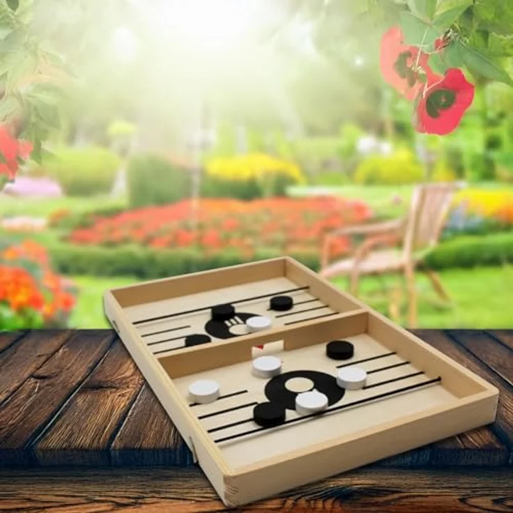Mad Monkey Tischfussball Slingpuckspiel, hochwertiges Tisch Hockey Brettspiel für Zuhause & Büro, Schwarz/Weiß – Bild 5