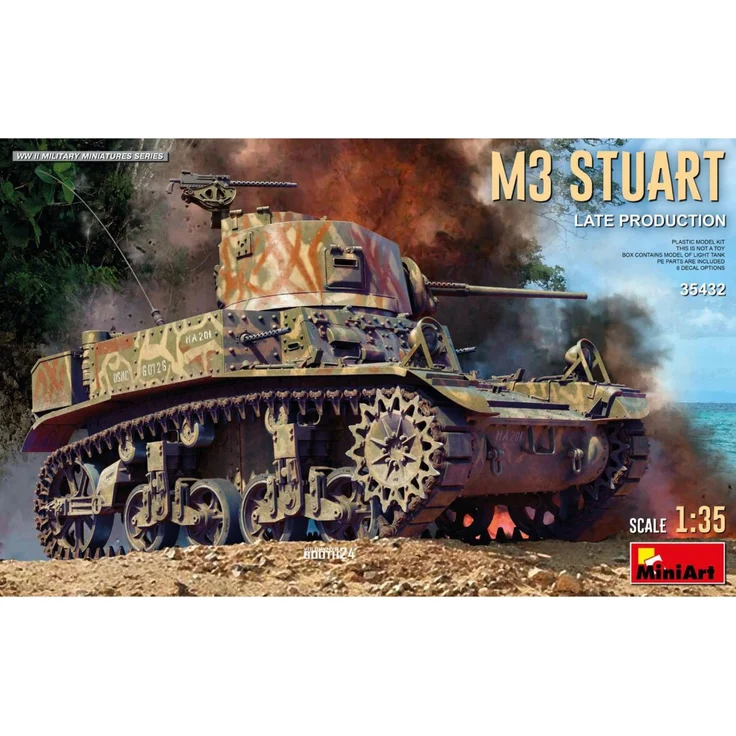 MiniArt 1:35 M3 Stuart Light Tank, Modellbausatz mit detailliertem Innenraum und 6 Markierungsoptionen