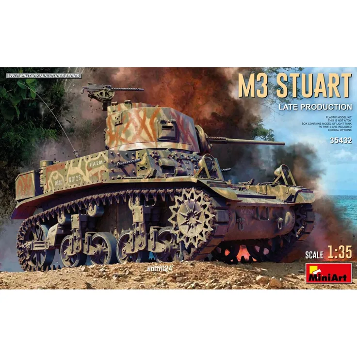 MiniArt 1:35 M3 Stuart Light Tank, Modellbausatz mit detailliertem Innenraum und 6 Markierungsoptionen