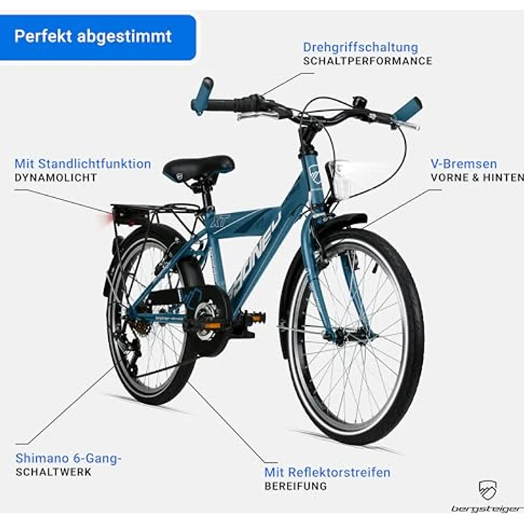 Bergsteiger Sydney 20, 24 Zoll Kinderfahrrad, 6 Gang-Schaltung, Jungen-Fahrrad mit Dynamo-Licht, geeignet für 6-9 Jahre, StVZO konform – Bild 5