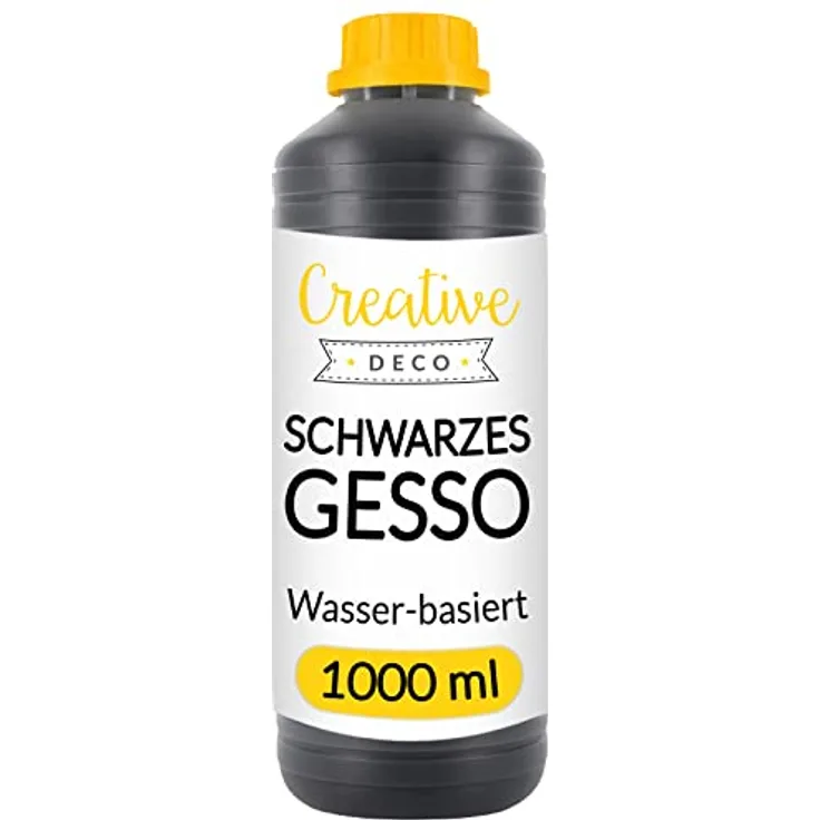 Creative Deco Professionell Schwarze Gesso, 1L Grundierung für Acryl- und Öl-Farben, wasserbasis, ungiftig, universell einsetzbar