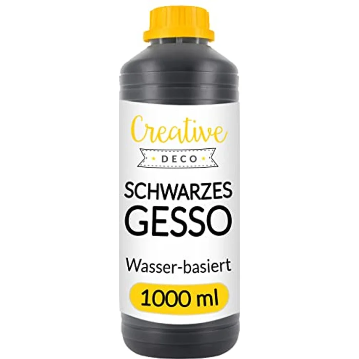 Creative Deco Professionell Schwarze Gesso, 1L Grundierung für Acryl- und Öl-Farben, wasserbasis, ungiftig, universell einsetzbar – Bild 1