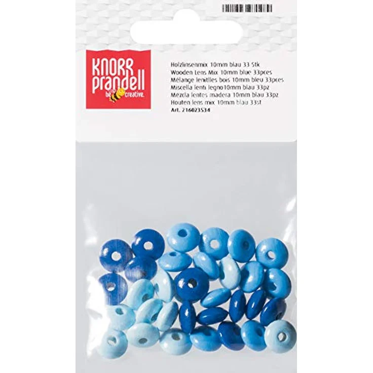Knorr Prandell Bastelperlen Holzlinse10 blau FSC, 33 Stück aus Buchenholz, Ø 10 mm, geeignet für Schnullerketten. – Bild 2