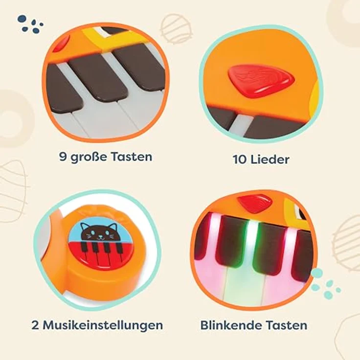 B. toys Baby Spielzeug Mini Meowsic Katzen Keyboard – Babyspielzeug Piano mit bunten Lichtern und Musik – Kinder Klavier Sensorik Spielzeug ab 6 Monaten – Bild 6