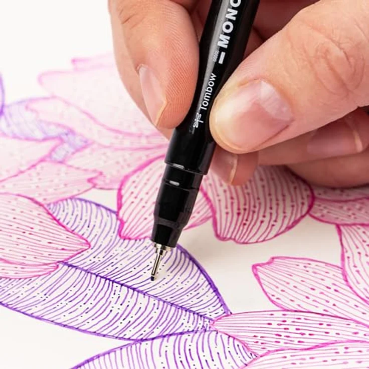 Tombow MONOdrawing Fineliner lila 0,35 mm, präziser Filzstift mit wasserfester Tinte und Clip – Bild 4