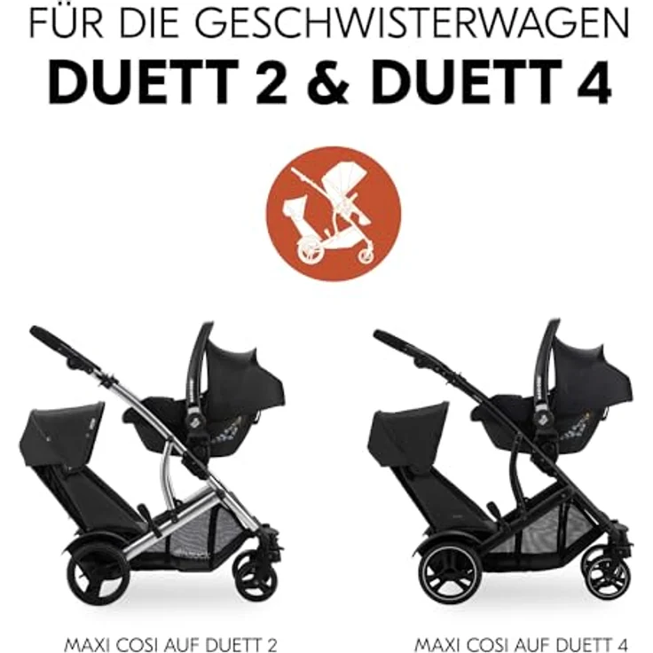 hauck Universal Adapter für Duett 2 und Duett 4 zur Befestigung von Babyschalen (Cybex, Kiddy, Joie, Kinderkraft, Maxi-Cosi), Kinderwagen Reisesystem (Schwarz) – Bild 3