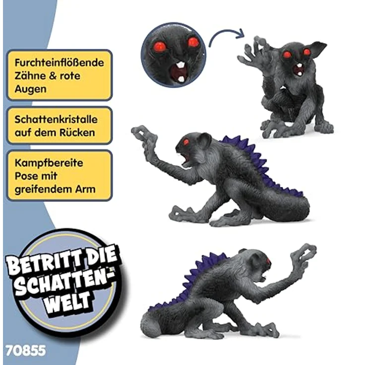 Schleich Schatten Lemur (70855) Eldrador Creatures, detailreiches Spielzeug mit tiefschwarzem Fell, perfekt für Abenteuer in der Schattenwelt – Bild 4