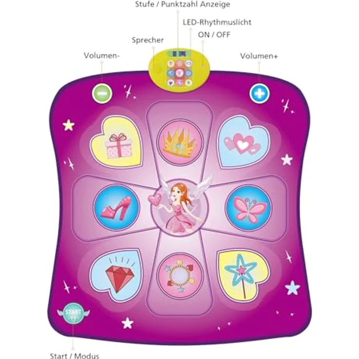 Tanzmatte Kinder Spielzeug Geschenke für Mädchen Jungen Alter 3 4 5 6 7 8+ Jahre, Musikmatte mit Herausforderung Modi LED Anzeige Integrierter Musik, Weihnachten Geburtstag Kinderspielzeug (Violett) – Bild 3