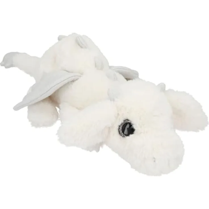Depesche SNUKIS Plüsch Drache, weiß mit silbernen Glitzer-Details und flauschig-weicher Oberfläche