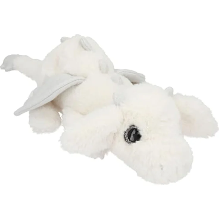 Depesche SNUKIS Plüsch Drache, weiß mit silbernen Glitzer-Details und flauschig-weicher Oberfläche – Bild 1