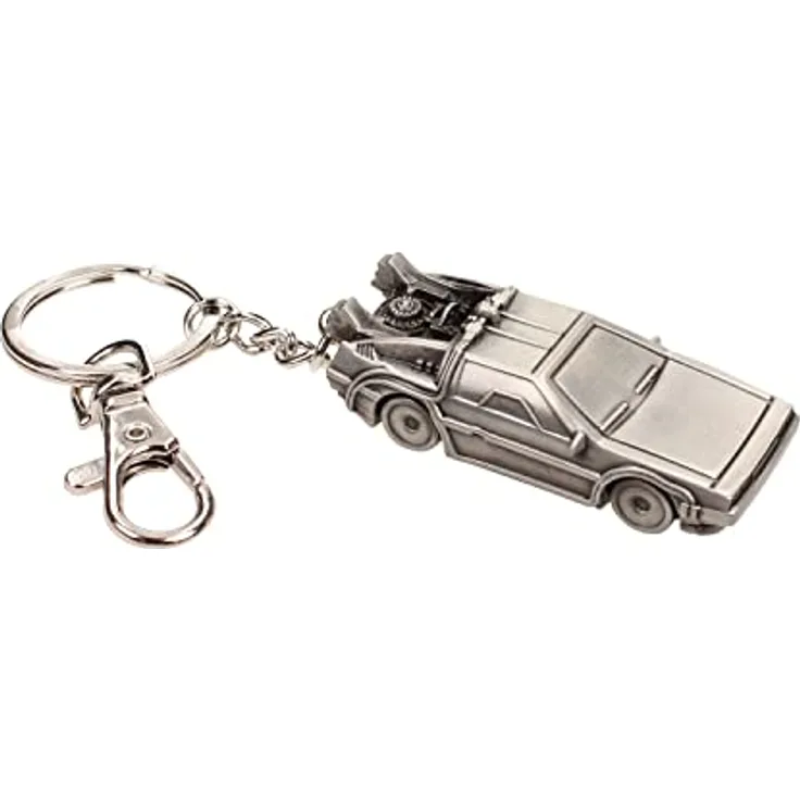 SD Toys SDTUNI20109 Back To The Future - DeLorean Metall Schlüsselanhänger, 3D Design, silber antik, 7 cm lang