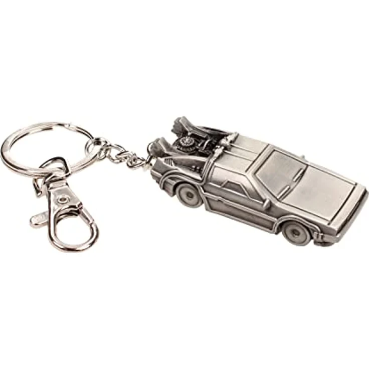 SD Toys SDTUNI20109 Back To The Future - DeLorean Metall Schlüsselanhänger, 3D Design, silber antik, 7 cm lang – Bild 1