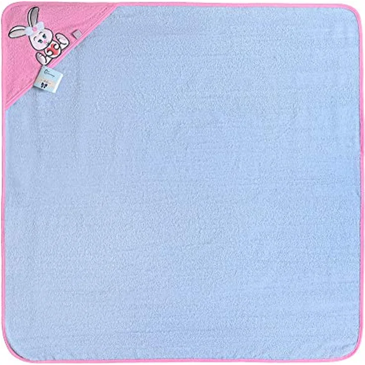 Be Mammy Kapuzenhandtuch Babyhandtuch aus Baumwolle Oeko-Tex Standard 100 100cm x 100cm BE20-240-BBL (Hellblau - Hase) – Bild 3