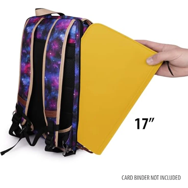 ENHANCE Sammelkarten-Aufbewahrungsbox-Rucksack in voller Größe für Spielkarten - Platz für Kartenordner, TCG Box Aufbewahrung, Playmat-Halter kompatibel mit Magic The Gathering, Pokemon (Galaxis) - Tragbarer und stilvoller Rucksack – Bild 5