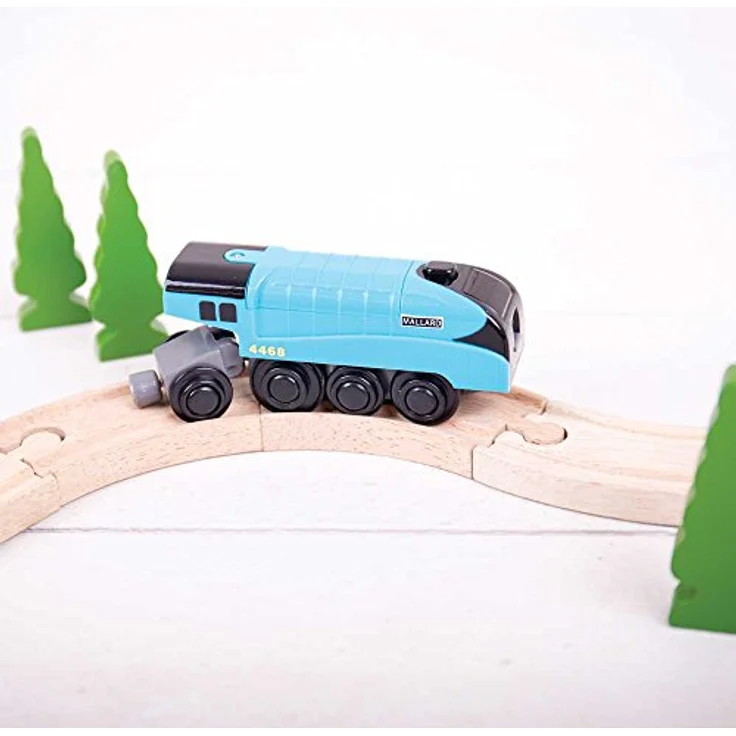 Bigjigs Rail Mallard, Batteriebetriebene Lokomotive für Modelleisenbahnen, kompatibel mit Holzschienenbahnen – Bild 5