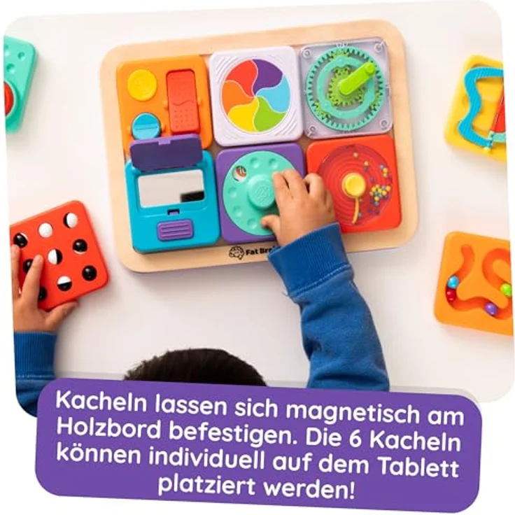 Fat Brain Play Tab Essential Set, modulares sensorisches Spielzeug mit 6 austauschbaren Modulen, ab 12 Monaten geeignet – Bild 6