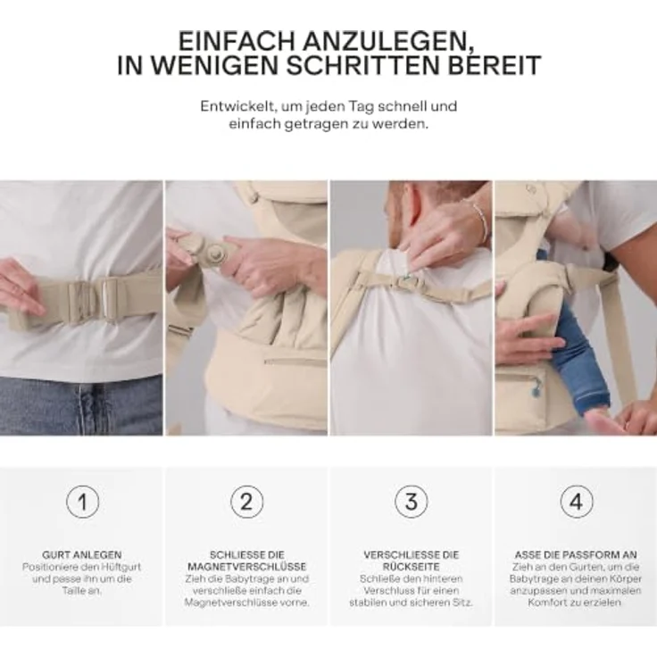 Koala Cuddle Carry, Babytrage für Neugeborene bis 20,4 kg, ergonomisch mit 3 Tragepositionen, inklusive Windschutzkapuze – Bild 8