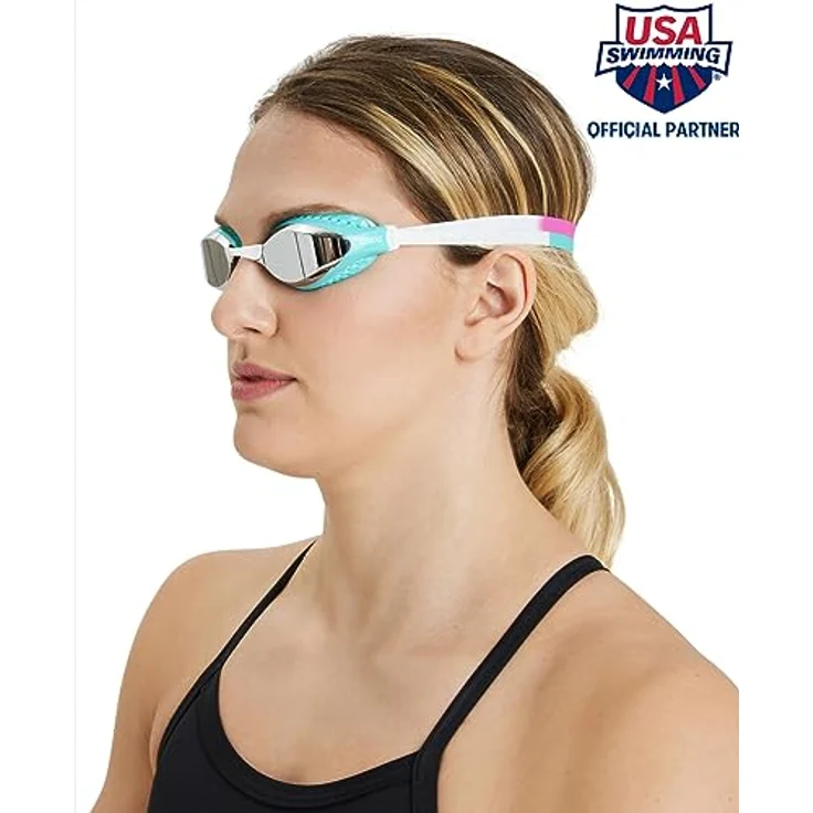 arena Airspeed Mirror Anti Beschlag Unisex Wettkampf Schwimmbrille für Erwachsene, Schwimmbrille mit Breiten Gläsern, UV-Schutz, 3 Austauschbaren Nasenstegen, Air-Seals Dichtungen – Bild 2