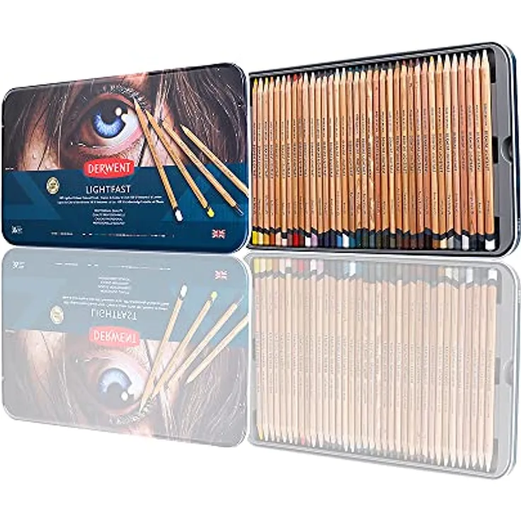 Derwent Lightfast Buntstifte, 36 Stück im Metalletui, 4 mm Runder Kern in Premium-Stärke, Cremige Textur, Professionelle Qualität, 2302721, 36 lebendige Farben