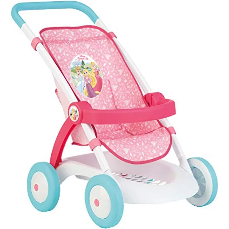 Smoby Disney Prinzessinnen Kinderwagen, Rosa, Metall/Kunststoff, Aufbewahrungskorb, 58 cm Griffhöhe – Bild 1