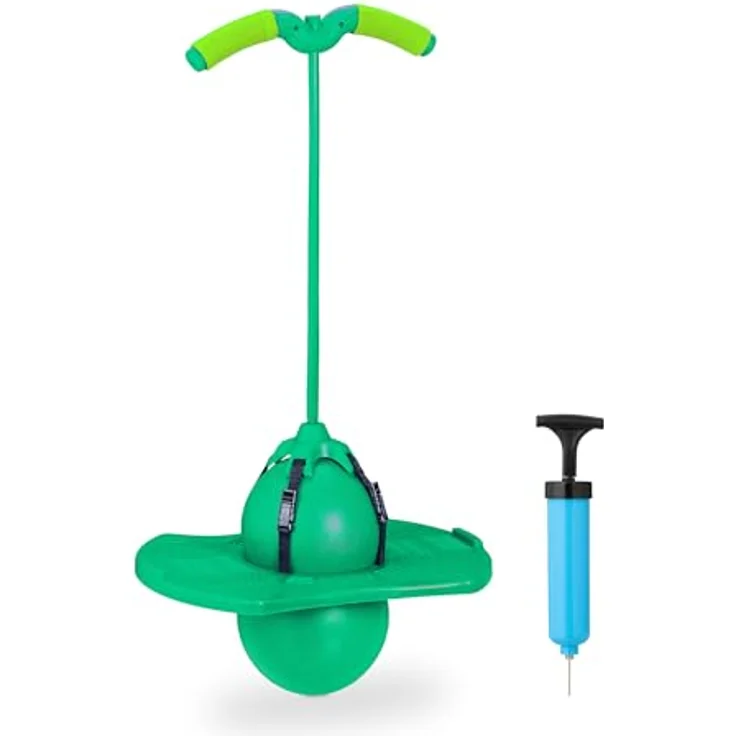 Relaxdays Pogo-Ball, Hüpfgerät für Kinder mit gepolsterter Griffstange und elastischem Gummiband, verschiedene Farben verfügbar – Bild 1