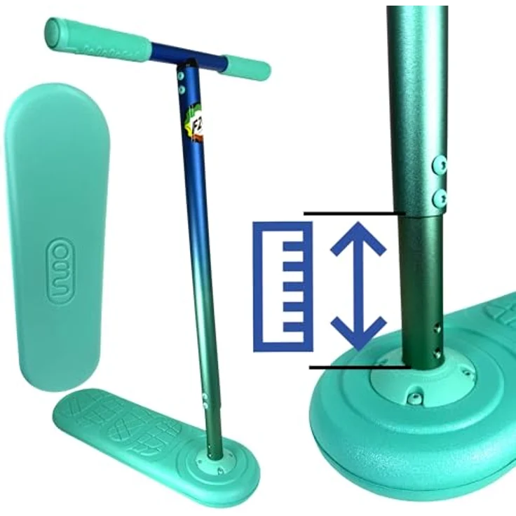 Indo Kickstarter Trampolin Stunt-Scooter Trick Trainer 570-670 H=62-72cm Neon, verstellbarer Lenker, High-Rebound-Schaumstoff-Deck, weiche TPU-Griffe – Bild 4