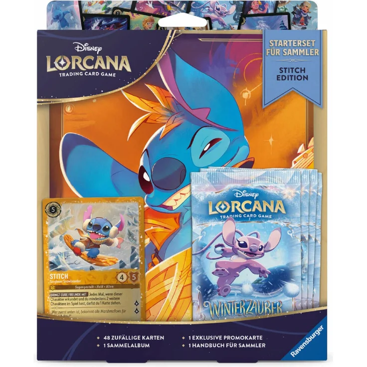 Ravensburger Spielverlag Disney Lorcana - Winterzauber - Starterset - Stitch Edition, Sammelkarten mit 200+ Karten und exklusiven Glimmer-Foil-Promokarten