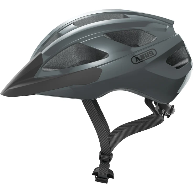 ABUS Rennradhelm Macator - sportiver Fahrradhelm für Einsteiger - auch für Zopfträger/-innen - für Damen und Herren - Grau Glänzend, Größe S – Bild 1