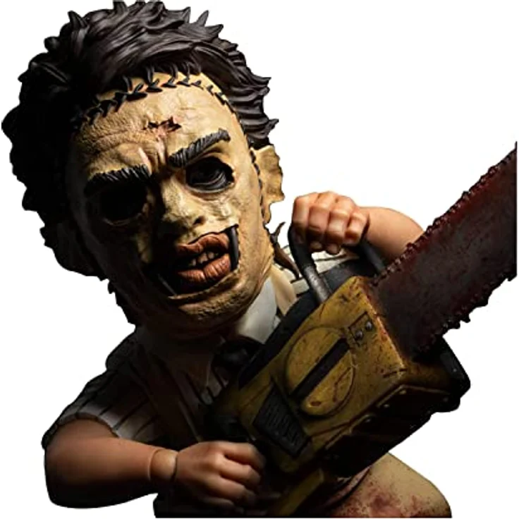 Mezco Toys MDS Leatherface, 15 cm Sammelfigur aus "Texas Chainsaw Massacre", mit Kettensäge und Hammer, Golden – Bild 4