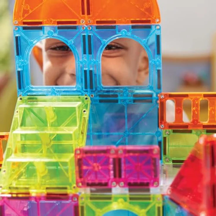 Magna-Tiles® City Center, 110-teiliges Magnetbauset mit Straßenstücken, Wendeltreppen und Fahrzeugen für kreatives Spielen – Bild 5