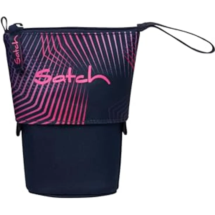 satch Pencil Slider extra groß inkl. Trennfach Reißverschlussfach Stiftehalter Geodreieck Sichtfenster für Stundenplan Seismic Pink - Dunkelblau – Bild 1