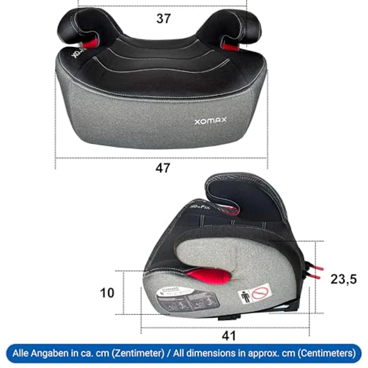 XOMAX Kindersitzerhöhung KBH313 mit ISOFIX, gepolstert, Armlehnen, ECE R129, für Kinder 6-12 Jahre – Bild 4