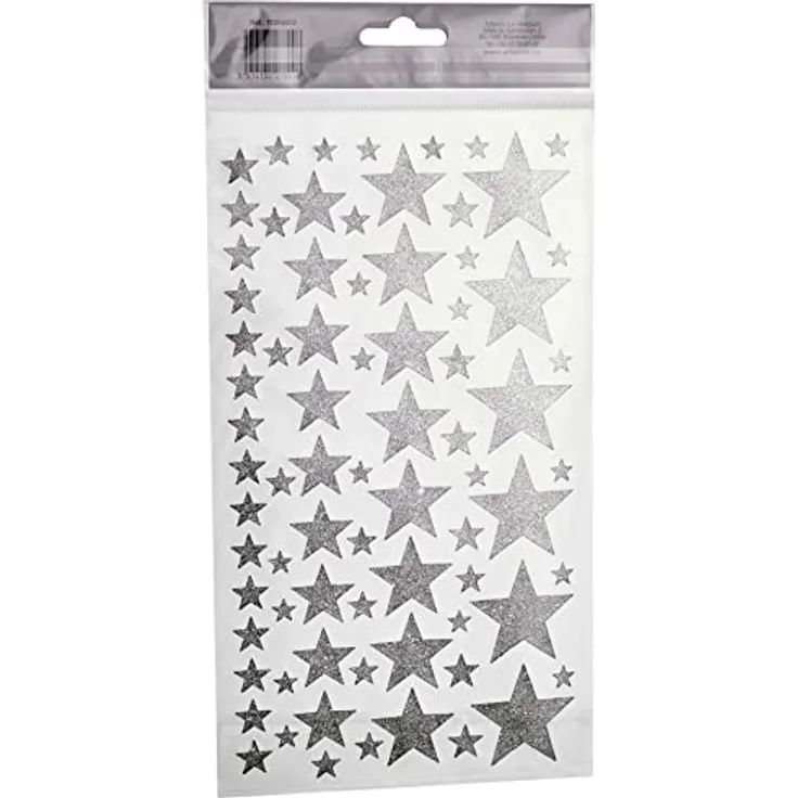 Artemio 11004502 Sticker, Sterne, Papier, silberfarben – 14 x 25 cm