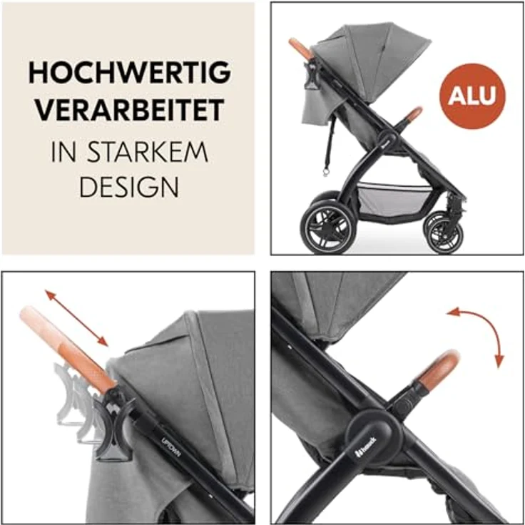 Hauck Kinder-Buggy Uptown, Black Melange Grey, bis 22 kg belastbar, komfortabel und city-tauglich – Bild 4